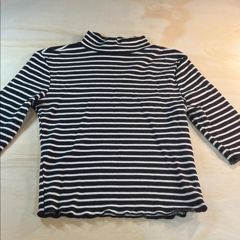 Zara Monochrome Striped Knit Crop Top Sz M
